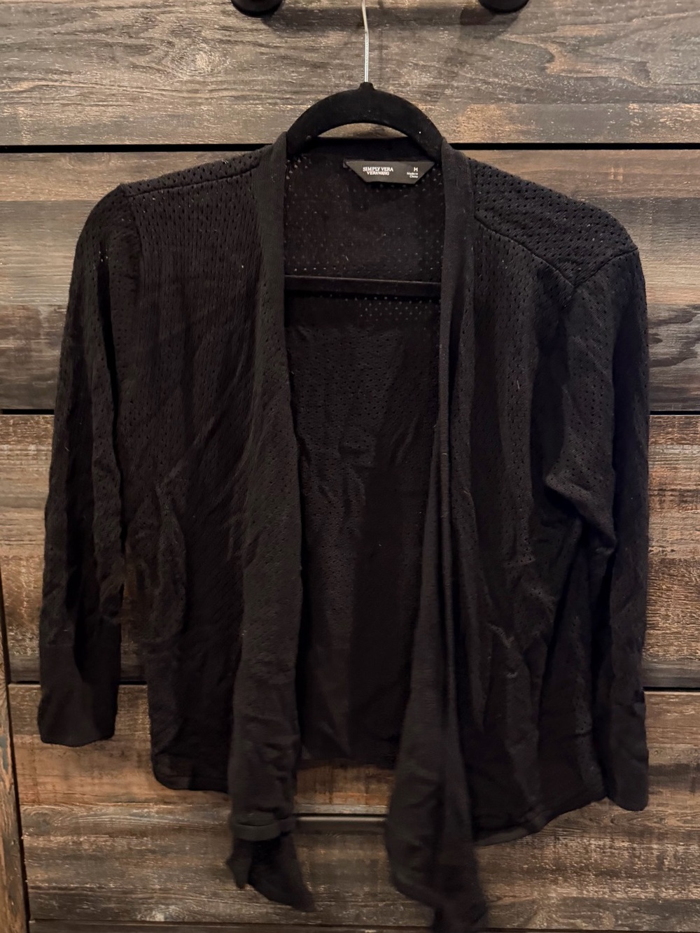 Simply Vera Vera Wang Black Open-Front Knit Cardigan